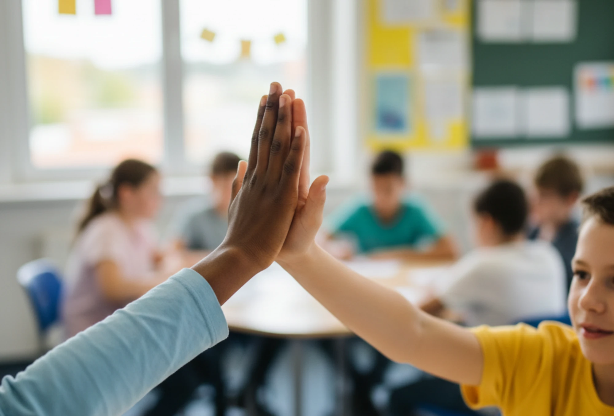 Kinder geben sich ein High Five